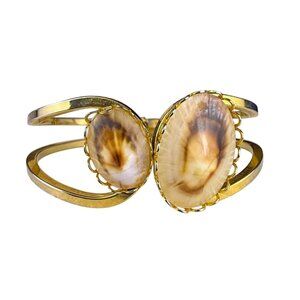 Milikona Of Maui Womens Gold-Tone Shell Accent Hinged Bracelet  Jewelry